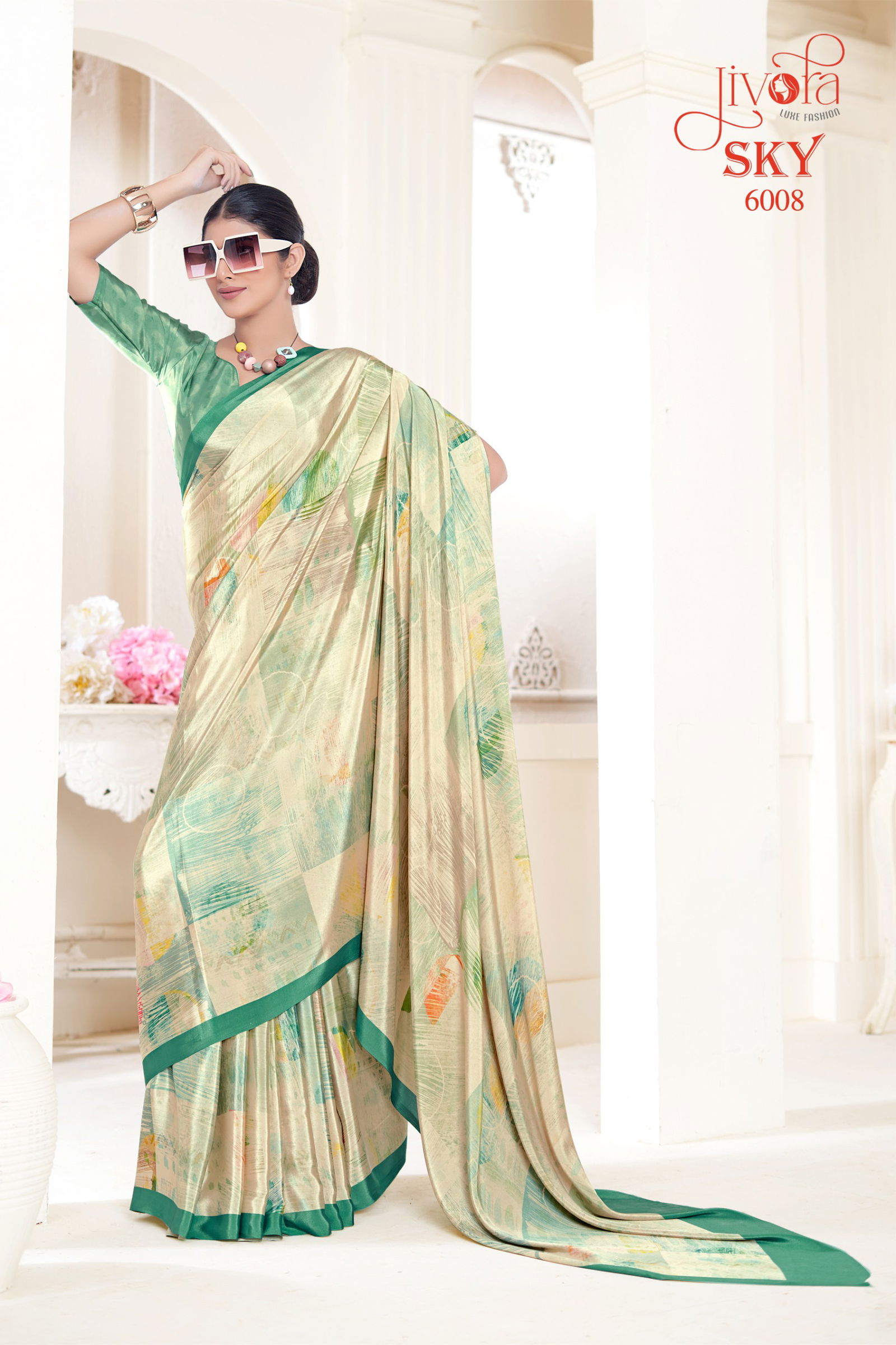 Sky By Jivora Crepe Digital Printed Casual Wear Saree Wholesalers In Delhi